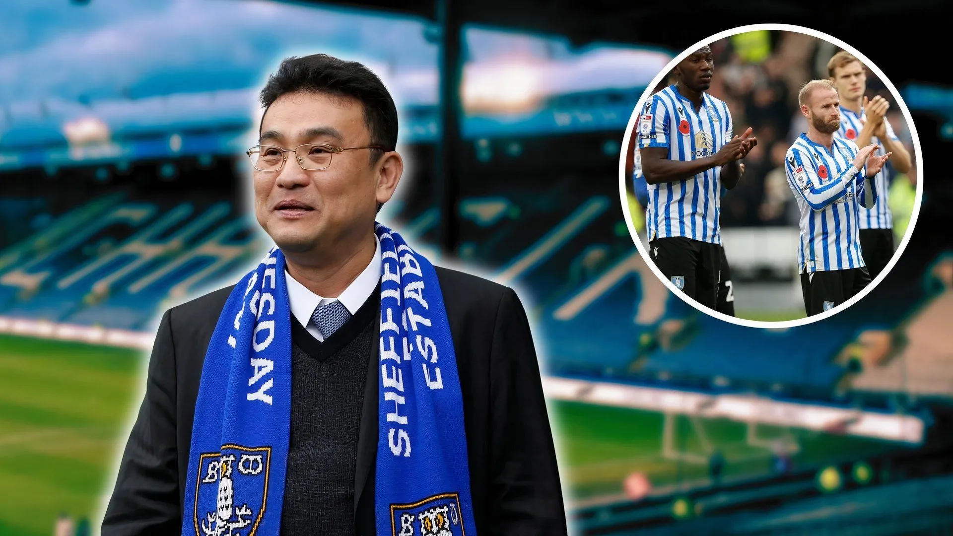 Dejphon Chansiri, chủ sở hữu Sheffield Wednesday, và các cầu thủ CLB tại sân vận động Hillsborough