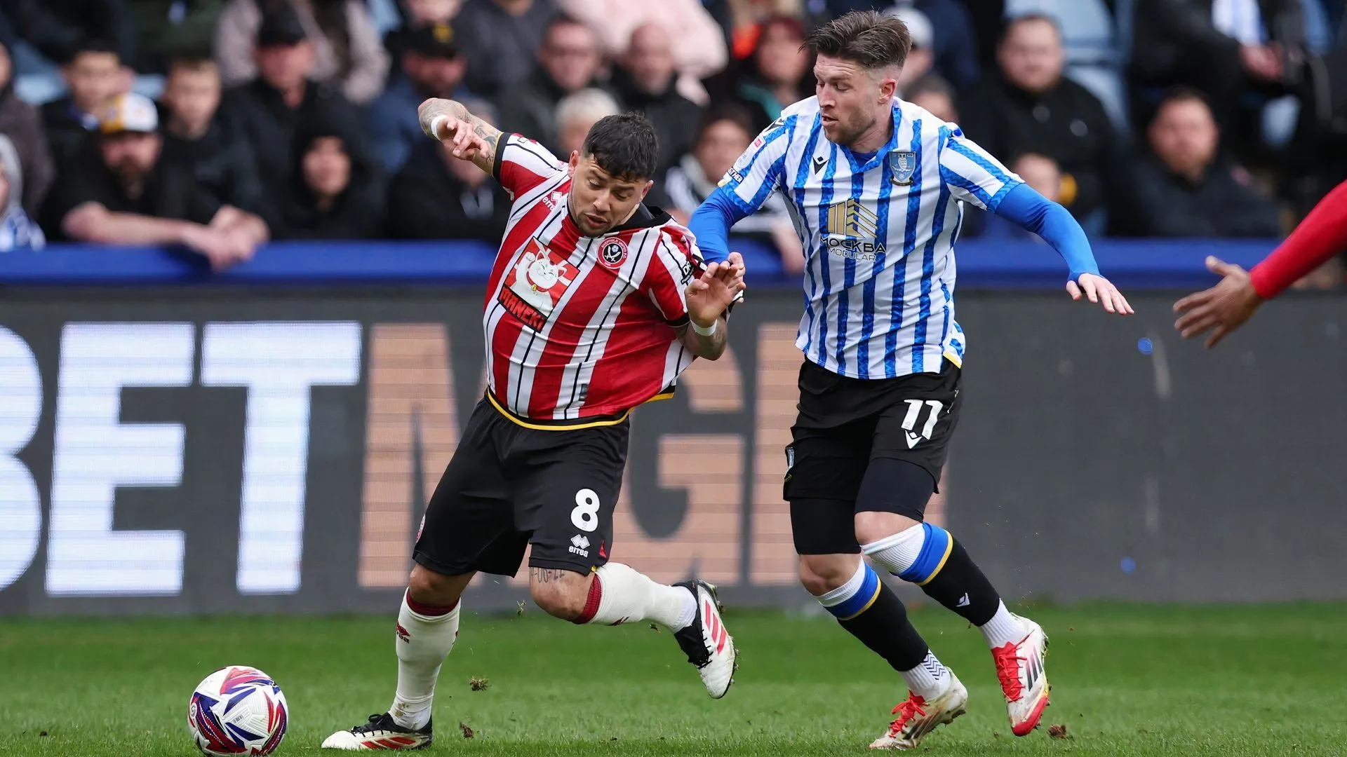 Josh Windass của Sheffield Wednesday đối đầu Sheffield United