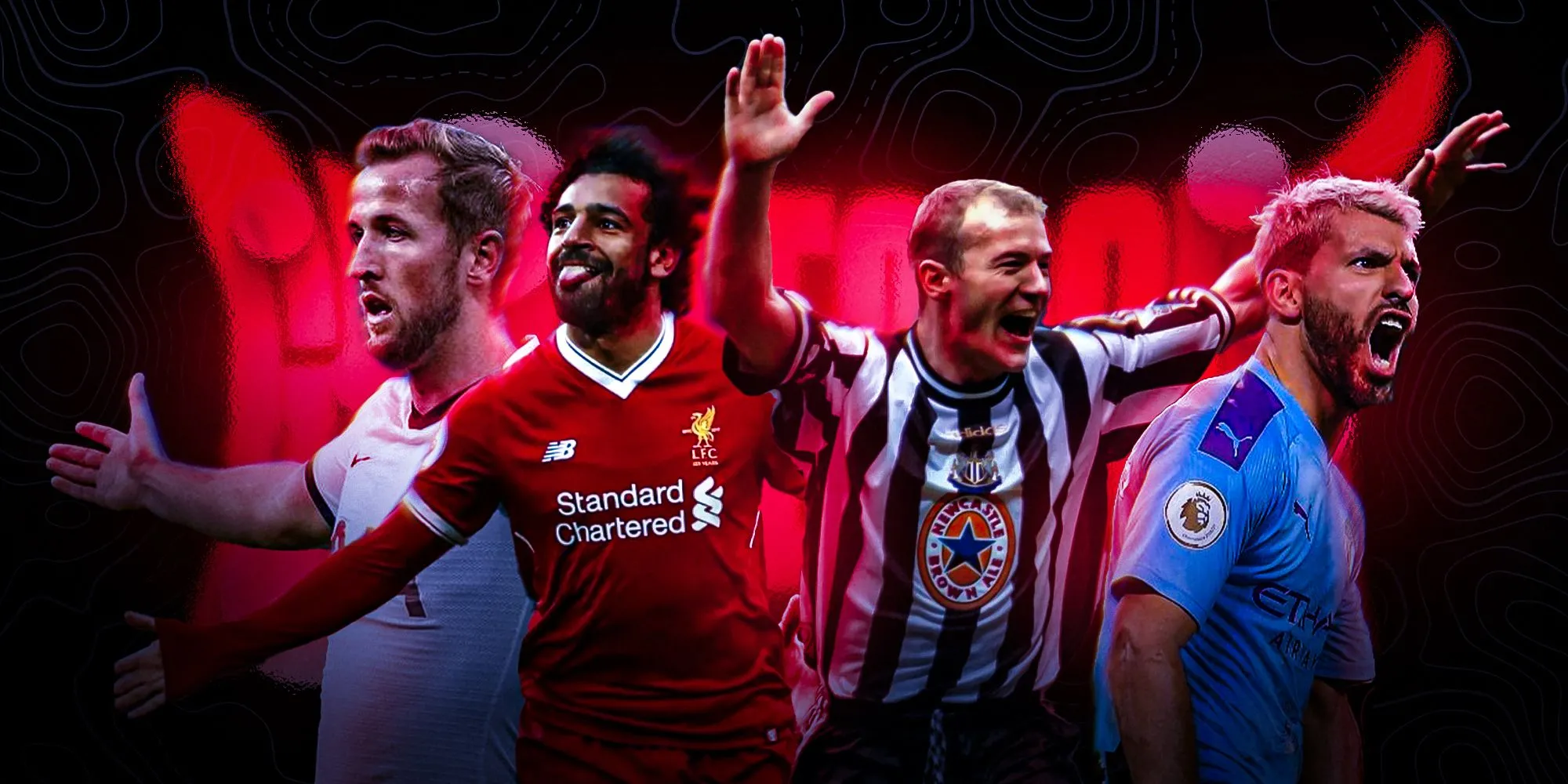 Những huyền thoại Premier League như Harry Kane, Mohamed Salah, Alan Shearer và Sergio Aguero.