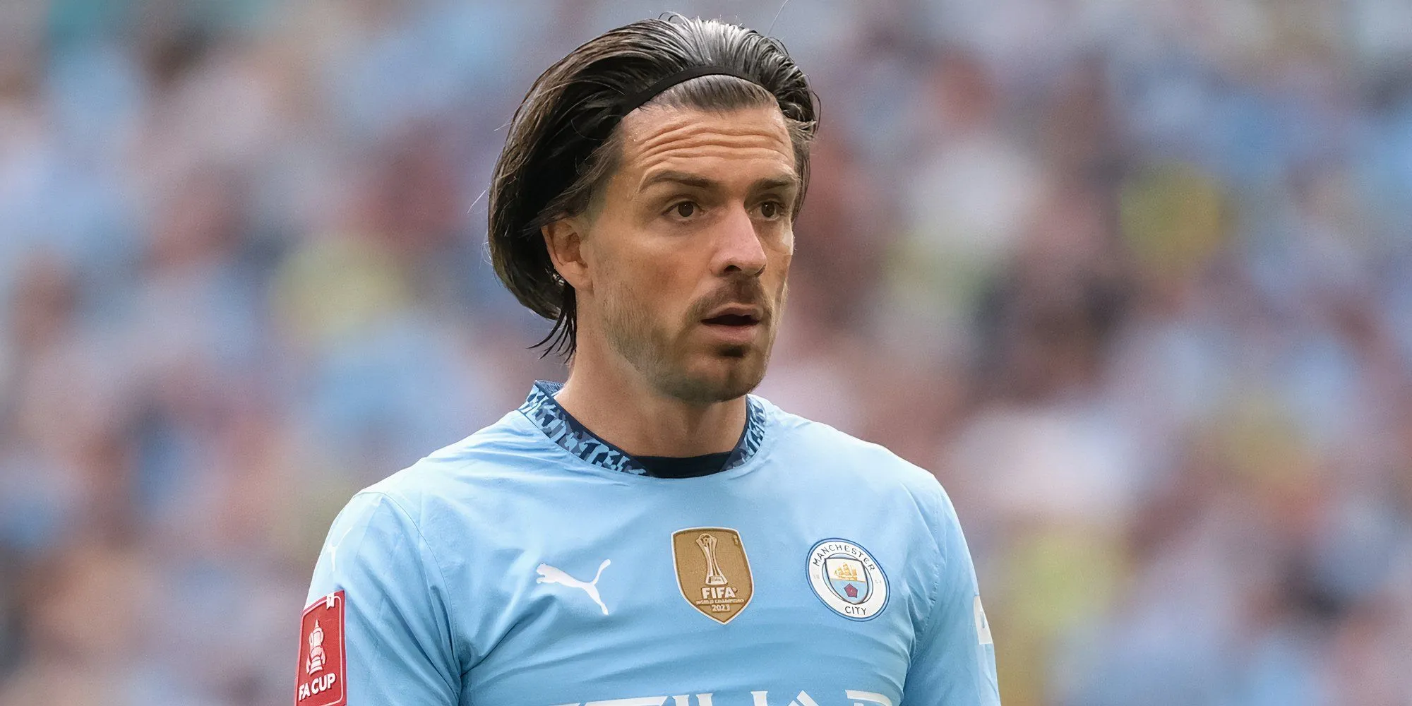 Jack Grealish trong màu áo Manchester City, người được Tottenham liên hệ chuyển nhượng.